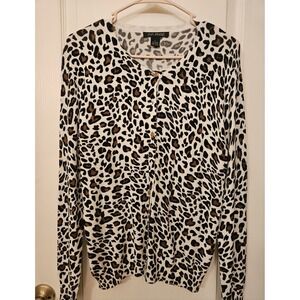 Ava Paige Cheetah Print Cardigan Women's Sweater Large Mob Wife Animal Print